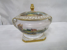 Load image into Gallery viewer, Vintage Hand Painted Landscape Scene Double Handled Dish with Lid
