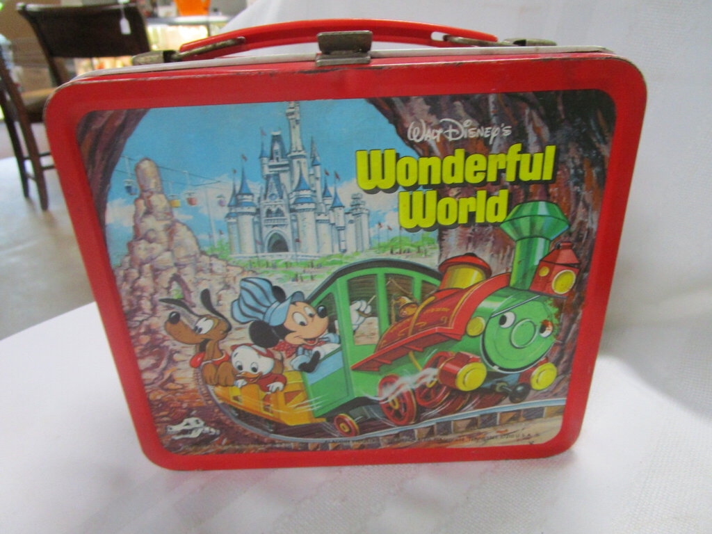 1980 Aladdin Walt Disney's Wonderful World Metal Lunchbox No Thermos