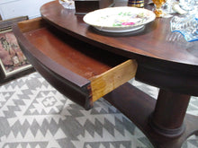 Load image into Gallery viewer, Vintage Empire Style Trestle Column Library Table with Drawer
