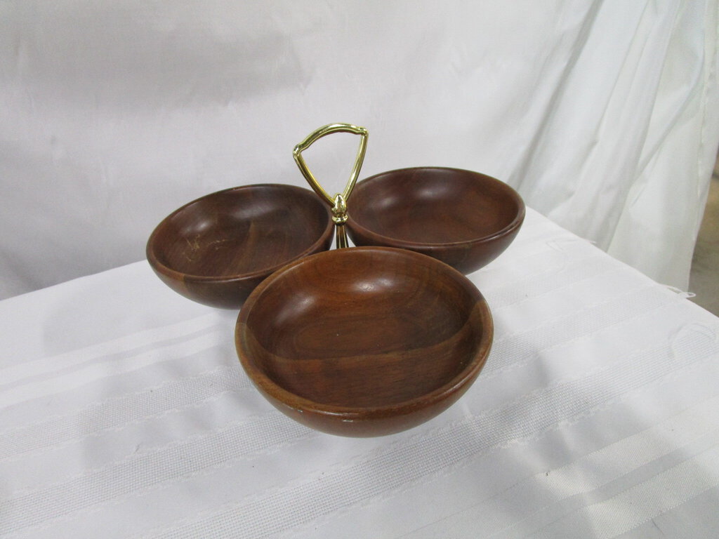 Vintage Margaret Studios Rotating Nut Candy 3 Bowl Lazy Susan