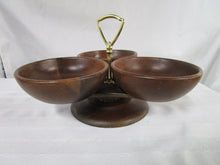 Load image into Gallery viewer, Vintage Margaret Studios Rotating Nut Candy 3 Bowl Lazy Susan
