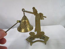 Load image into Gallery viewer, Vintage Asian Oriental Brass Man with Dinner Bell and Hammer
