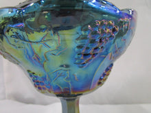 Load image into Gallery viewer, Vintage Indiana Glass Harvest Grapes Blue Carnival Glass Candy Dish with Lid
