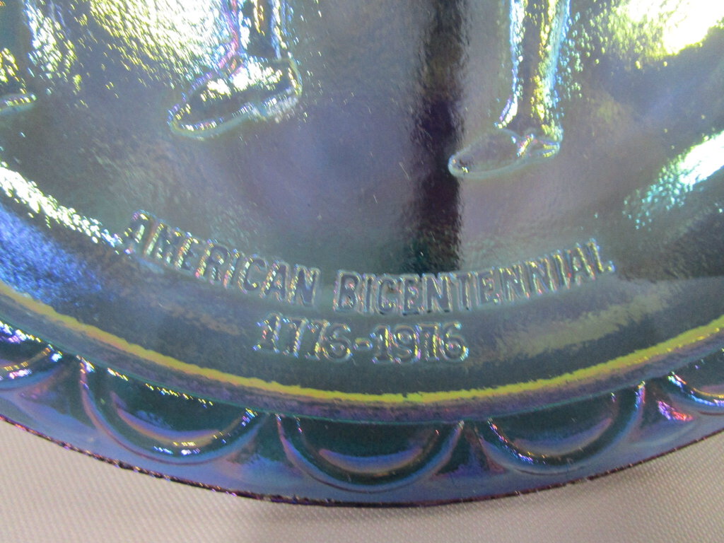 シェイクスピア　記念プレート Vintage Blue Carnival Glass Spirit of 76 Bicentennial