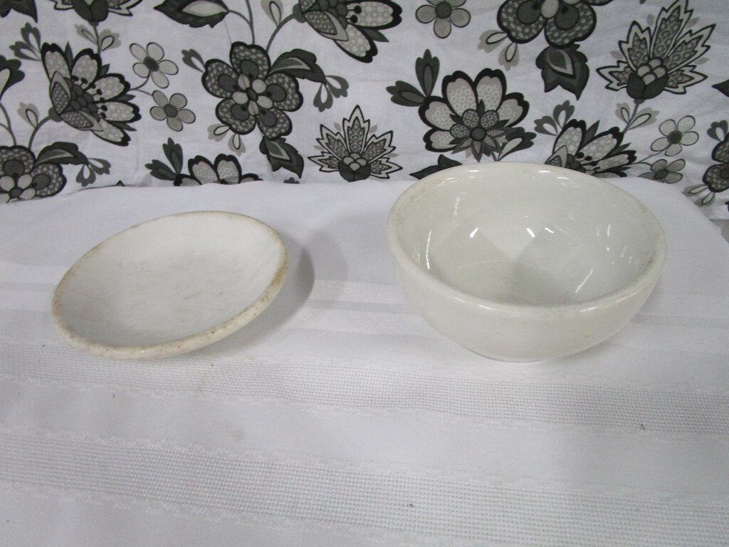 Antique Greenwood China Stoneware Saucer and Unmarked Stoneware Small Bowl