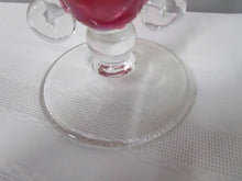 Load image into Gallery viewer, Vintage Heisey Cranberry Flash and Clear Glass Lariat Footed Fan Vase
