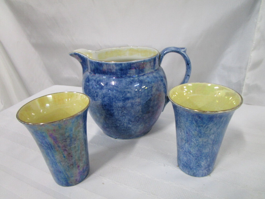 Vintage Byzanta Ware Stoke on Trent England, Pitcher and Two Tumblers