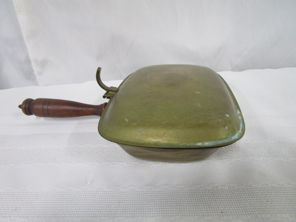Vintage Brass and Wood Handle Crumb Catcher with Horse and Shield Crest