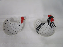 Load image into Gallery viewer, Vintage Lefton Ceramic Hen Rooster Trinket Ashtray Dish Set of 2
