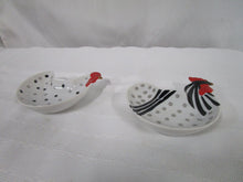 Load image into Gallery viewer, Vintage Lefton Ceramic Hen Rooster Trinket Ashtray Dish Set of 2
