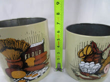 Load image into Gallery viewer, Vintage Ransburg Farmhouse Metal with Wood Tops Kitchen Canisters Set of 2
