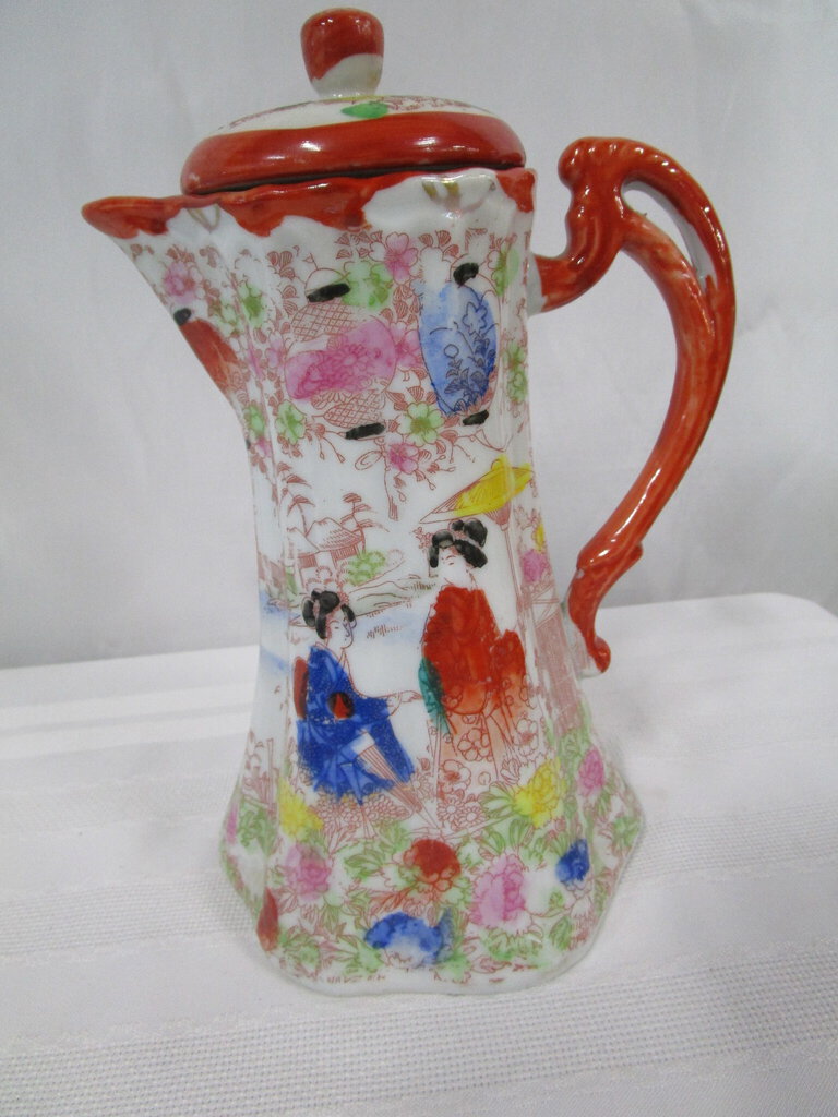 Vintage Japan Porcelain Geisha Girls Teapot Decor Only