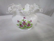 Load image into Gallery viewer, Vintage Fenton Silver Crest Violets in the Snow Ruffled Small Vase Bowl
