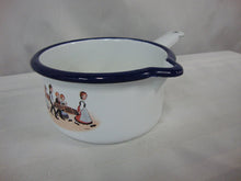 Load image into Gallery viewer, Vintage Hansi France Enamel Sauce Pan with Children with Food Scene
