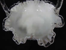 Load image into Gallery viewer, Vintage Fenton White Spanish Lace Milk Glass Ruffled Basket
