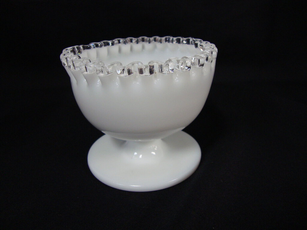 Vintage Fenton Silver Crest Milk Glass Footed Candy Mint Bowl Dish