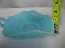 Load image into Gallery viewer, Fenton Blue Satin Glass Double Handle Dish with Butterfly Design
