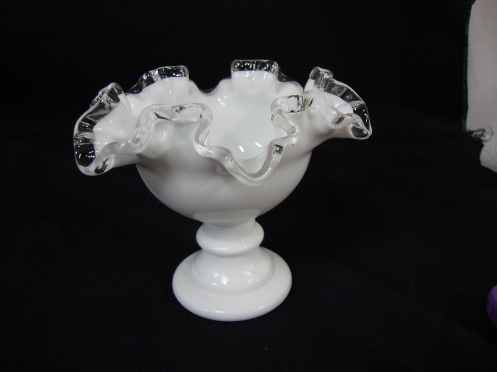 Vintage Fenton Silver Crest Pedestal Epergne Vase No Flute