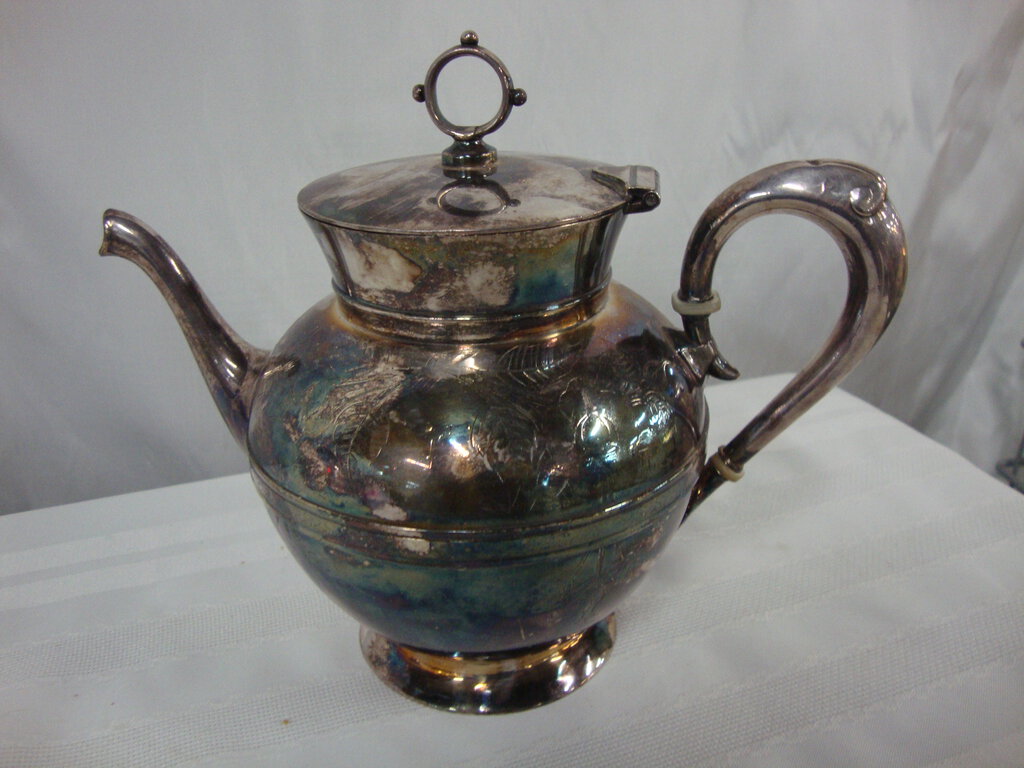 Antique Webster & Bro. Quad Silverplate Floral Etched TeapotFloral Etched Teapot