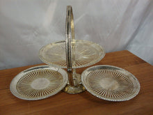 Load image into Gallery viewer, Vintage Godinger Silverplate Folding Three Plate Cake Snack Stand Holder
