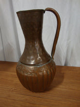 Load image into Gallery viewer, Vintage Copper on Tin UAE Floral Hammered Decor Ewer Pitcher
