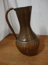 Load image into Gallery viewer, Vintage Copper on Tin UAE Floral Hammered Decor Ewer Pitcher
