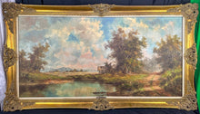 Load image into Gallery viewer, Vintage Oil on Canvas Oskar Berger Painting, Pastoral Scene, Gallery Framed
