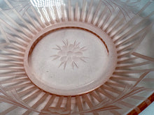 Load image into Gallery viewer, Vintage Pink Depression Glass Dish with Handles &amp; Floral Detail
