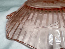 Load image into Gallery viewer, Vintage Pink Depression Glass Dish with Handles &amp; Floral Detail
