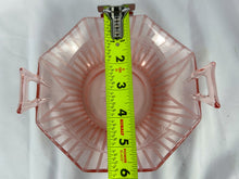 Load image into Gallery viewer, Vintage Pink Depression Glass Dish with Handles &amp; Floral Detail
