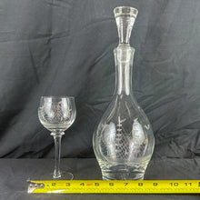 Load image into Gallery viewer, Vintage Etched Schooner Decanter &amp; Glasses (6) Set
