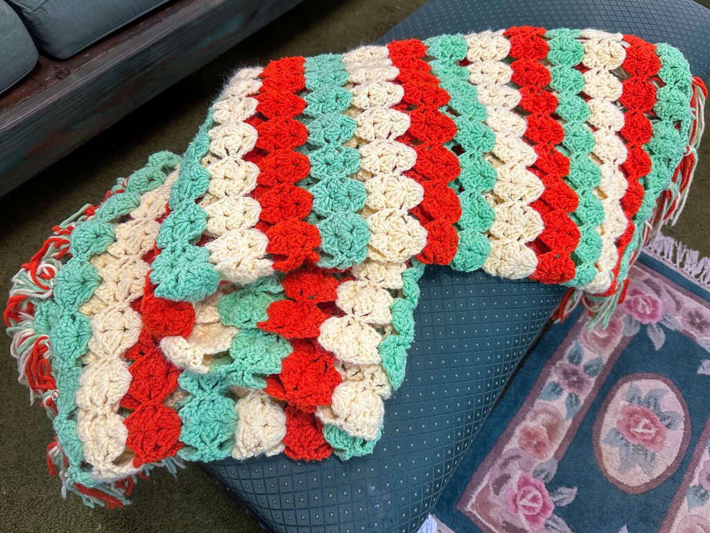 Vintage Handmade Crochet Blanket - Citrus Color Scheme, 56