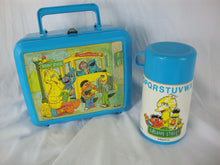 Load image into Gallery viewer, Vintage Aladdin Sesame Street Blue Plastic Lunchbox with Thermos
