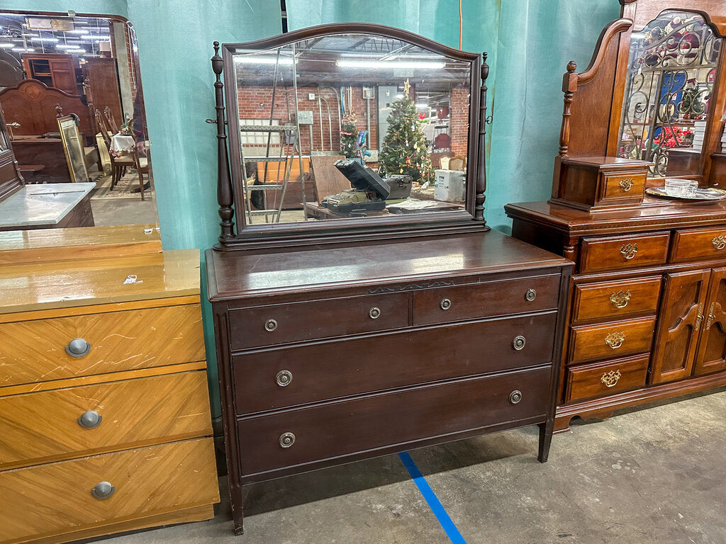 Vintage Two Over Two Cherry dresser with Detachable Mirror *Local Pickup in South Carolina ONLY!*