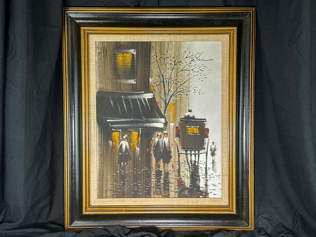 Mid-Century Modern Signed Original Impressionist Paris Street Scene Painting