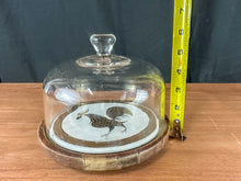 Load image into Gallery viewer, Vintage Wood Chicken Cheese Board with Glass Dome
