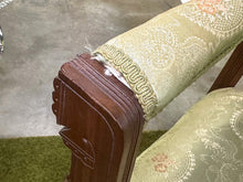 Load image into Gallery viewer, Antique Eastlake Tufted Kings Chair with Casters, Light Green
