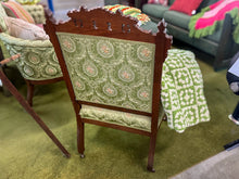 Load image into Gallery viewer, Antique Eastlake Tufted Kings Chair with Casters, Light Green

