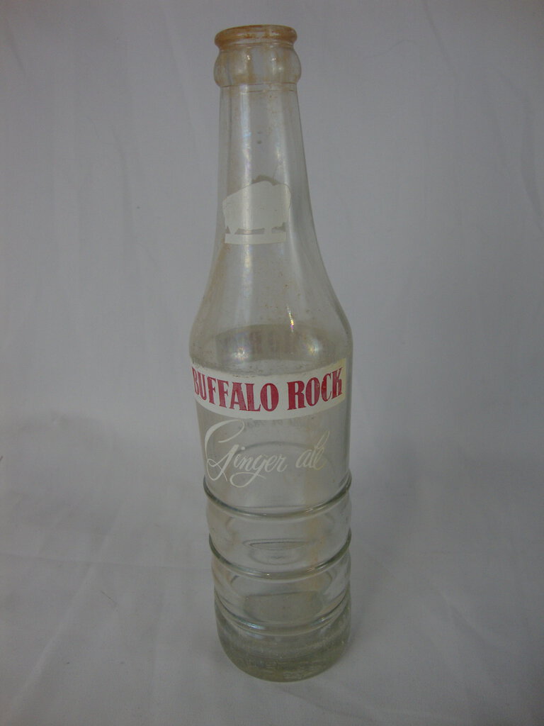 Buffalo Rock Ginger Ale 10 Oz Soda Clear Glass Horizontal Rib Bottle