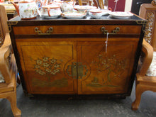 Load image into Gallery viewer, Vintage Bassett Furniture Oriental Wheeled Server Bar Cabinet
