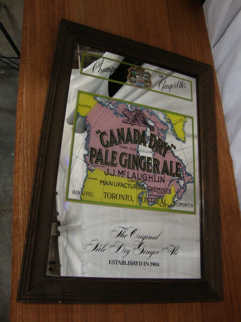 Vintage Canada Dry Pale Ginger Ale Bar Mirror Man Cave Sign