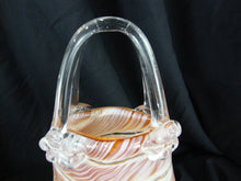 Load image into Gallery viewer, Vintage Hand Blown Glass Purse Shaped Vase Planter Orange White and Clear Glass
