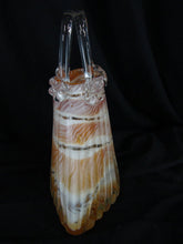 Load image into Gallery viewer, Vintage Hand Blown Glass Purse Shaped Vase Planter Orange White and Clear Glass
