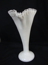 Load image into Gallery viewer, Vintage Fenton White Milk Glass Large Silver Crest Fluted Vase
