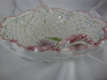 Load image into Gallery viewer, Vintage Portugal Handpainted Ceramic Lace Decor Bowl with Purple Daisy

