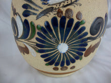 Load image into Gallery viewer, Vintage J Campe Tonala Mexican Blue/White Bird Floral Art Pottery Vase
