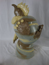 Load image into Gallery viewer, Dale Costner Vale, NC Brown/Blue Folk Art Pottery Chicken Figure Sculpture
