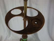 Load image into Gallery viewer, Vintage Jadeite &amp; Brass Pedestal Cigarette Smoking Stand
