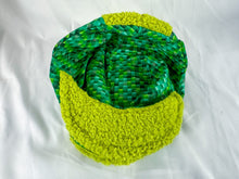 Load image into Gallery viewer, Hand-Made Flat Cap, Green &amp; Fuzzy, Size Large
