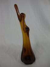 Load image into Gallery viewer, MCM Vintage Dark Amber Glass Five Finger Swung Bud Vase
